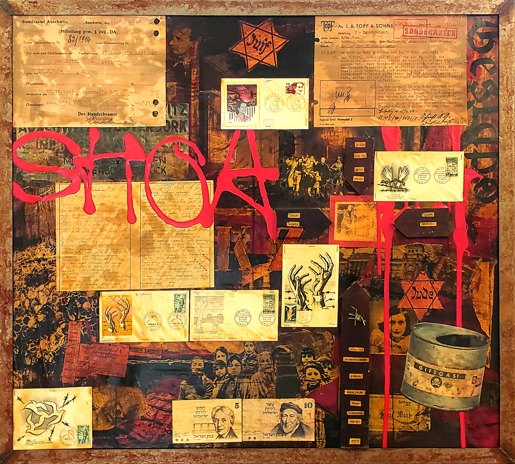SHOAH  collage on canvas  90 x 95 cm 